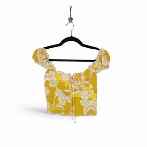 Urban Outfitters Crop Off Shoulders Groovy 70s Milkmaid Top Boho Rave Small